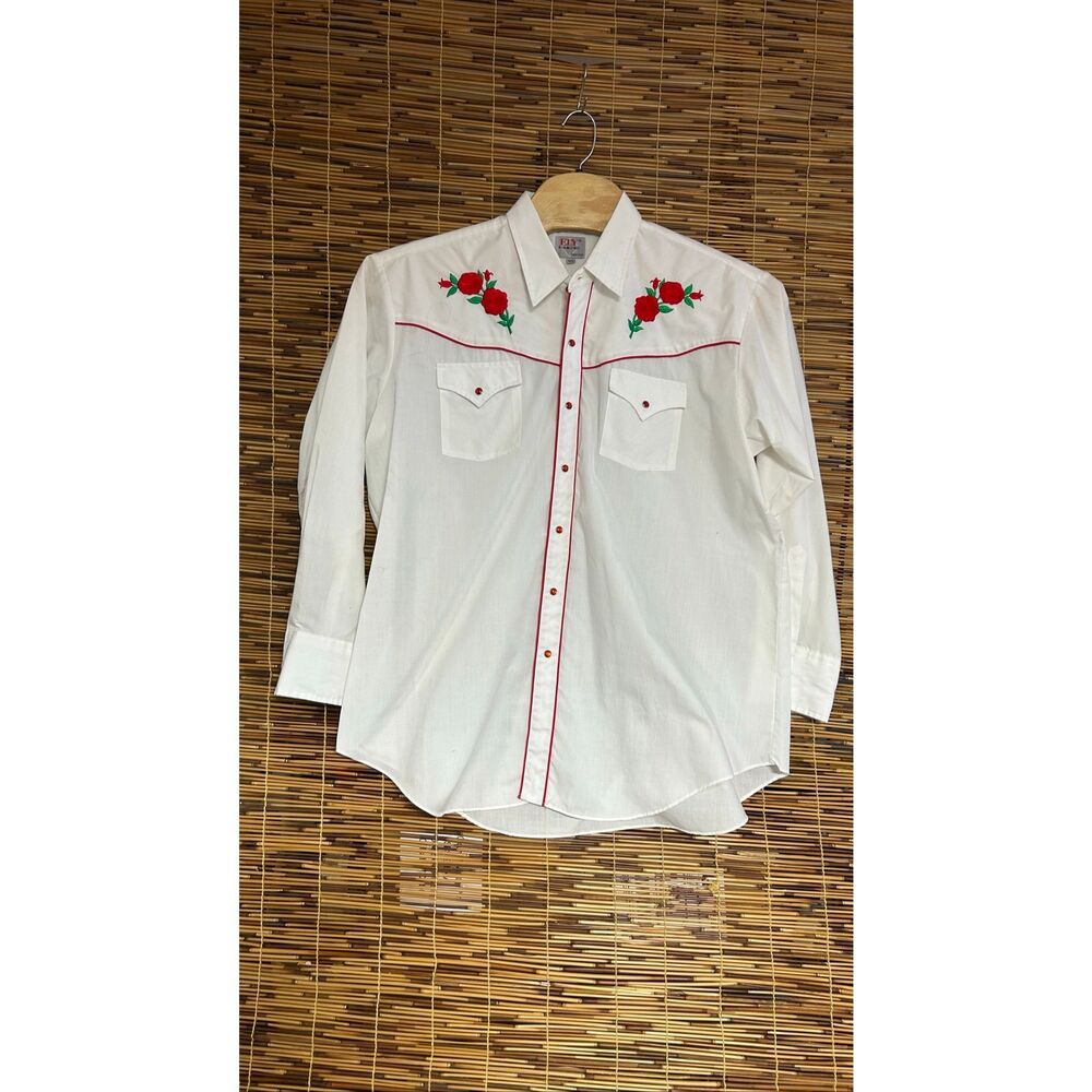 Rose Rodeo Ely Diamond XXL Red Rose Embroidered Western Snap Shirt